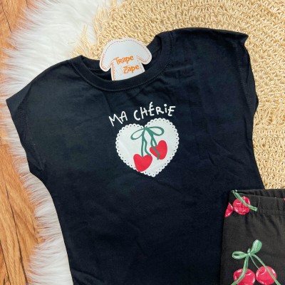 Conj. Blusa Ma Chérie e Bermuda Cerejinhas - Preto